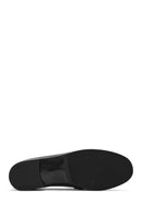 Women's Black Buckled Leather Masculine Loafer | Derimod