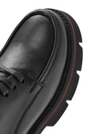 Women's Black Lace-Up Thick Sole Leather Masculine Shoes | Derimod