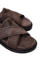 Male Brown Suede Slipper | Derimod