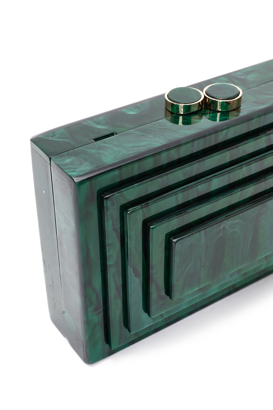 Women's Green Long Chain Strap Mini Box Clutch Bag