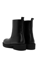 Women's Black Zippered Leather Boots | Derimod