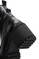 Women's Black Leather Zippered Heeled Boots | Derimod