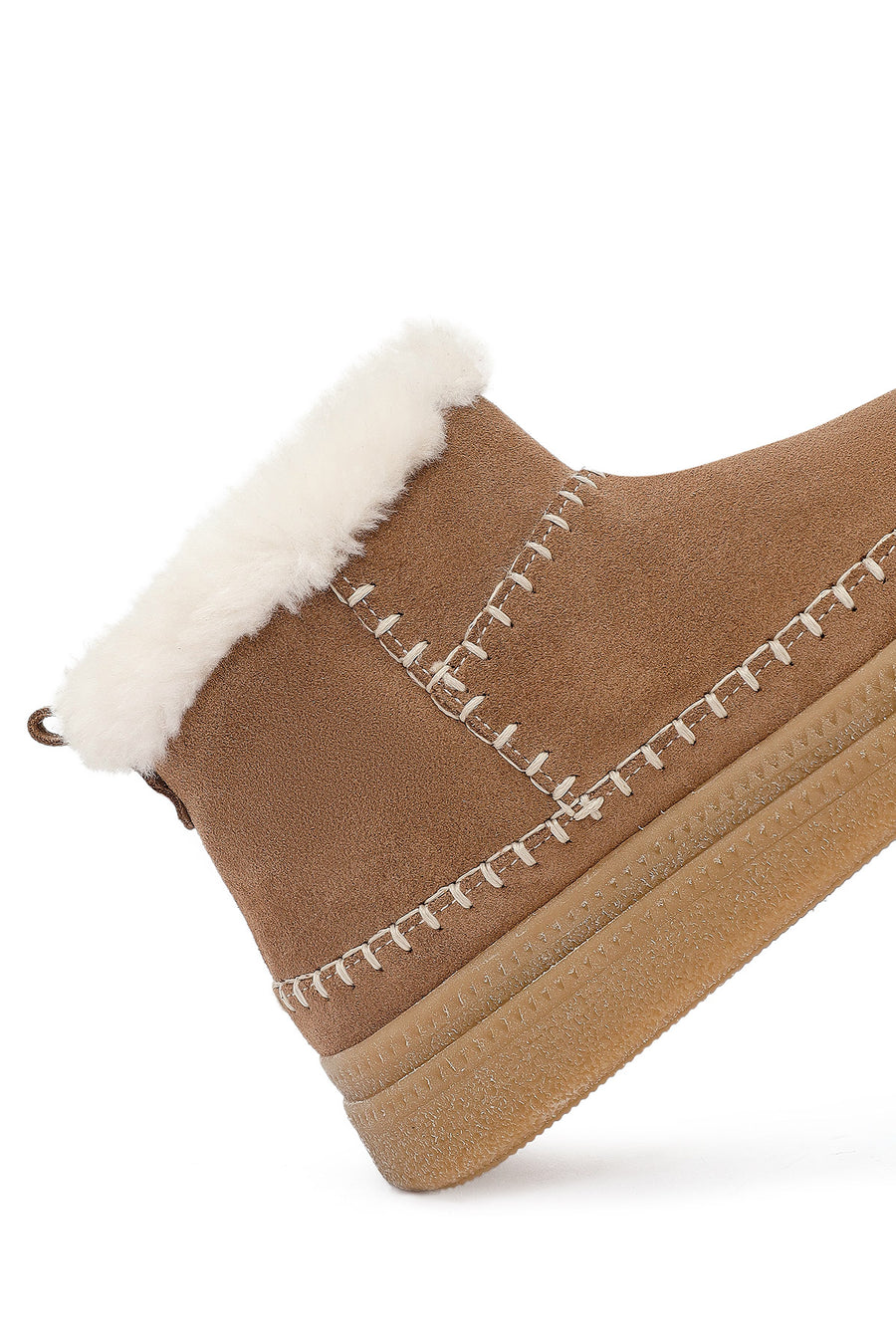 Woman Mink Zip Closure Thick-Soled Suede Teddy Boots