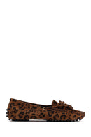 Kadın Leopar Fiyonklu Süet Deri Loafer | Derimod
