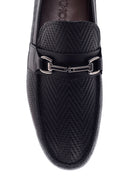Erkek Siyah Deri Baskılı Casual Loafer | Derimod