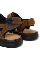 Men's Brown Double Strap Leather Sandals | Derimod