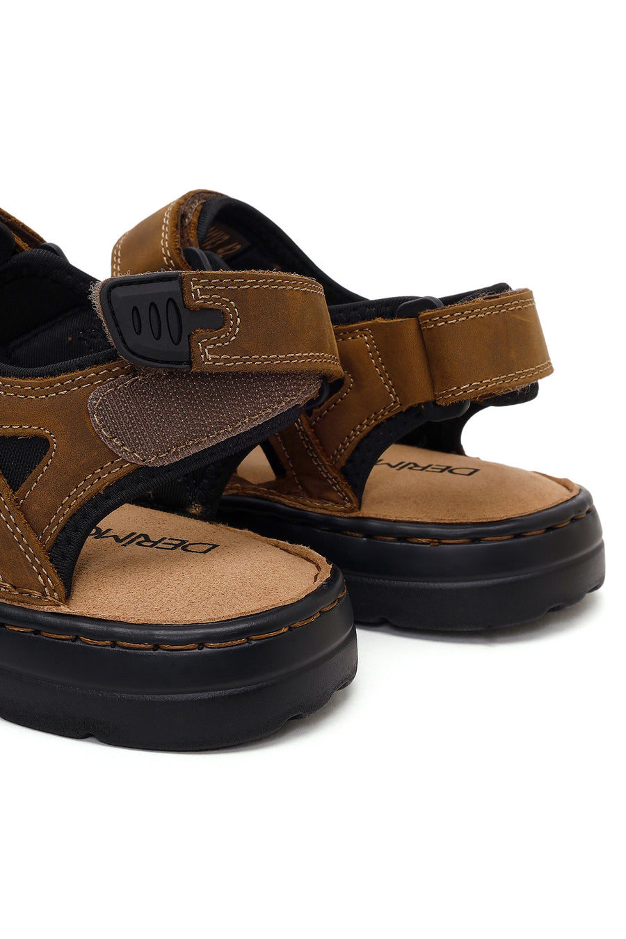 Men's Brown Double Strap Leather Sandals