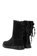 Women's Black Zippered Suede Boots | Derimod