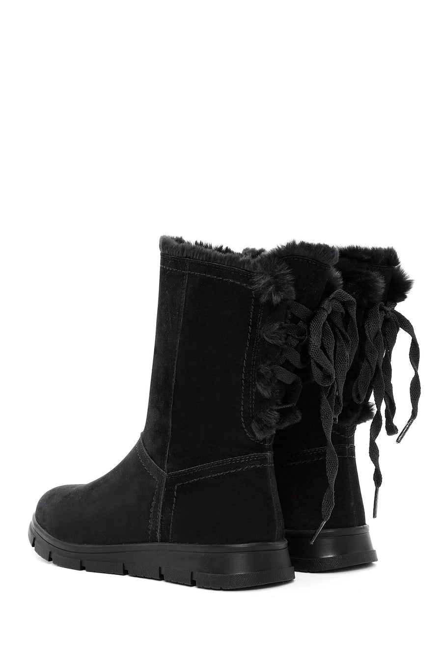 Women's Black Zippered Suede Boots