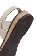 Women's Beige Ankle Strap Leather Bodrum Sandals | Derimod