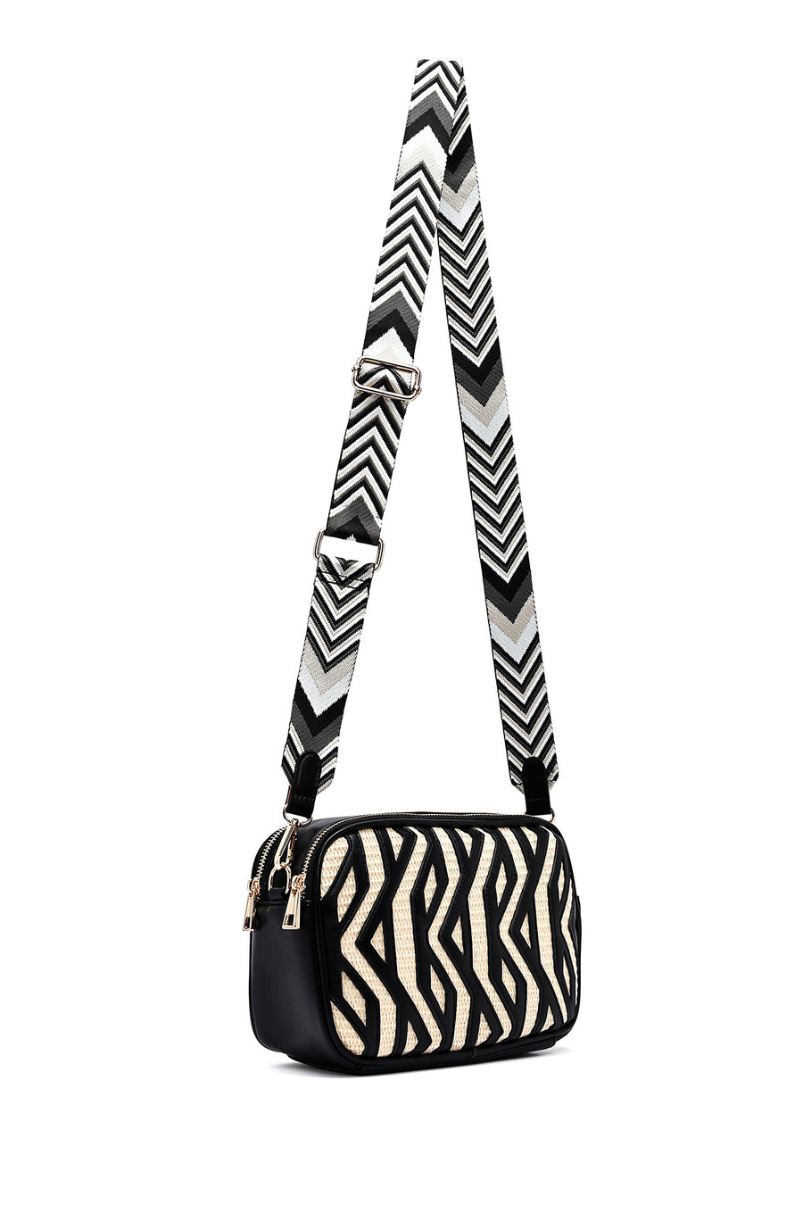 Woman Black Patterned Crossbody Bag