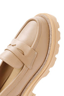 Women's Beige Thick Soled Leather Masculine Loafer | Derimod