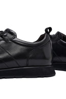 Erkek Siyah Bağcıklı Deri Casual Sneaker | Derimod