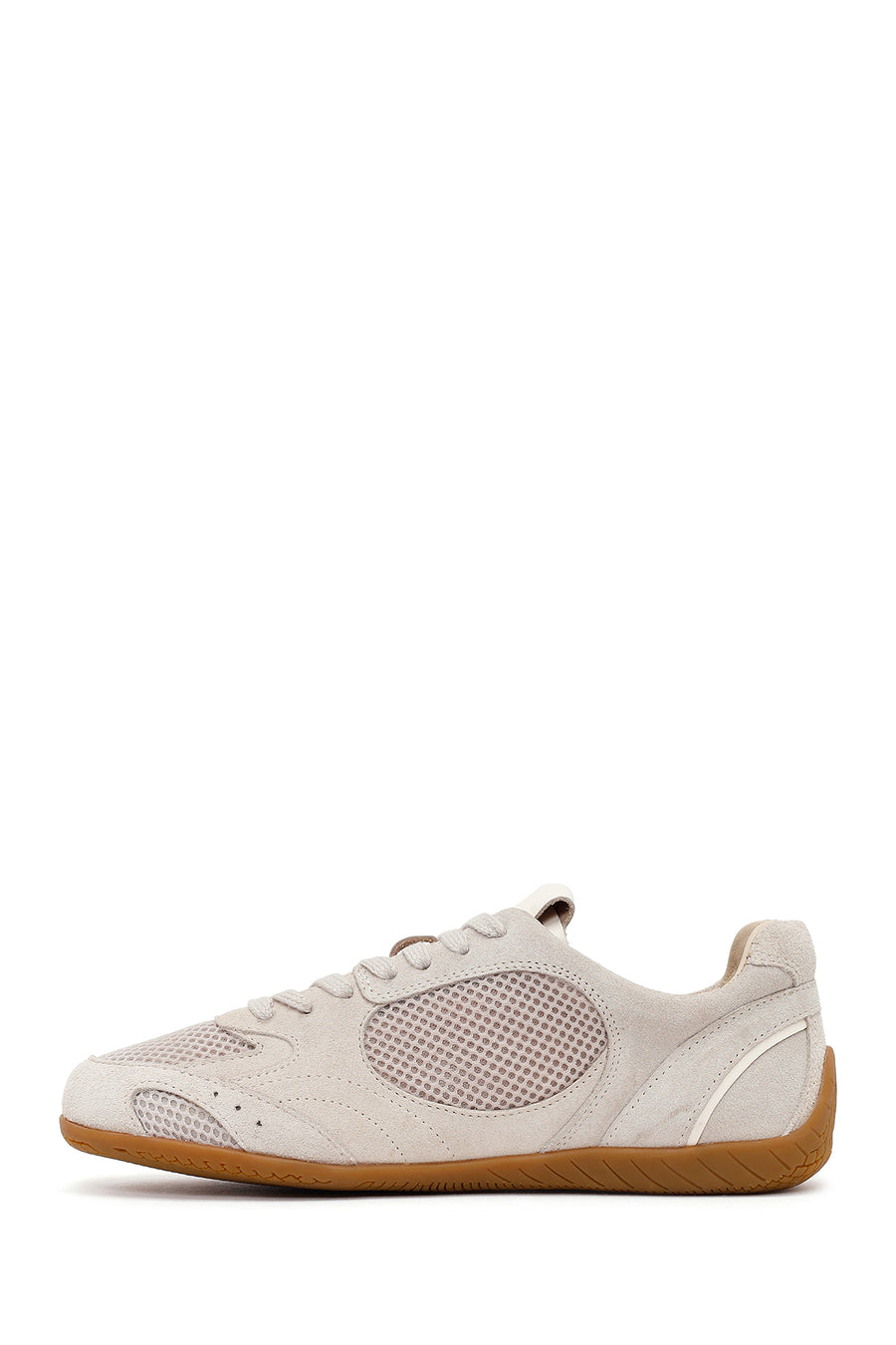 Kadın Bej Bağcıklı Süet Deri Sneaker