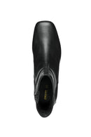 Geox Women's Black Coronilla Zippered Thick Heel Leather Boots | Derimod