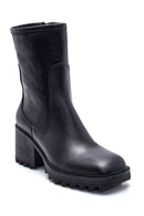 Women's Leather Zippered Heeled Boots | Derimod