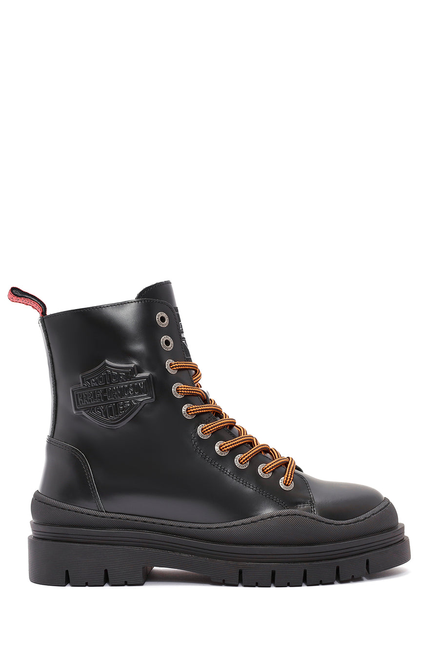 Harley Davidson Women's Black Jimmy Zipper Leather Combat Boots 026Z100049 | Derimod