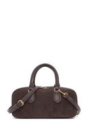Women's Brown Long Strap Suede Leather Handbag | Derimod