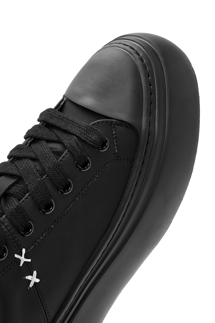 Erkek Siyah Bağcıklı Deri Sneaker