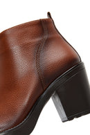 Women's Tan Zippered Heeled Classic Boots | Derimod