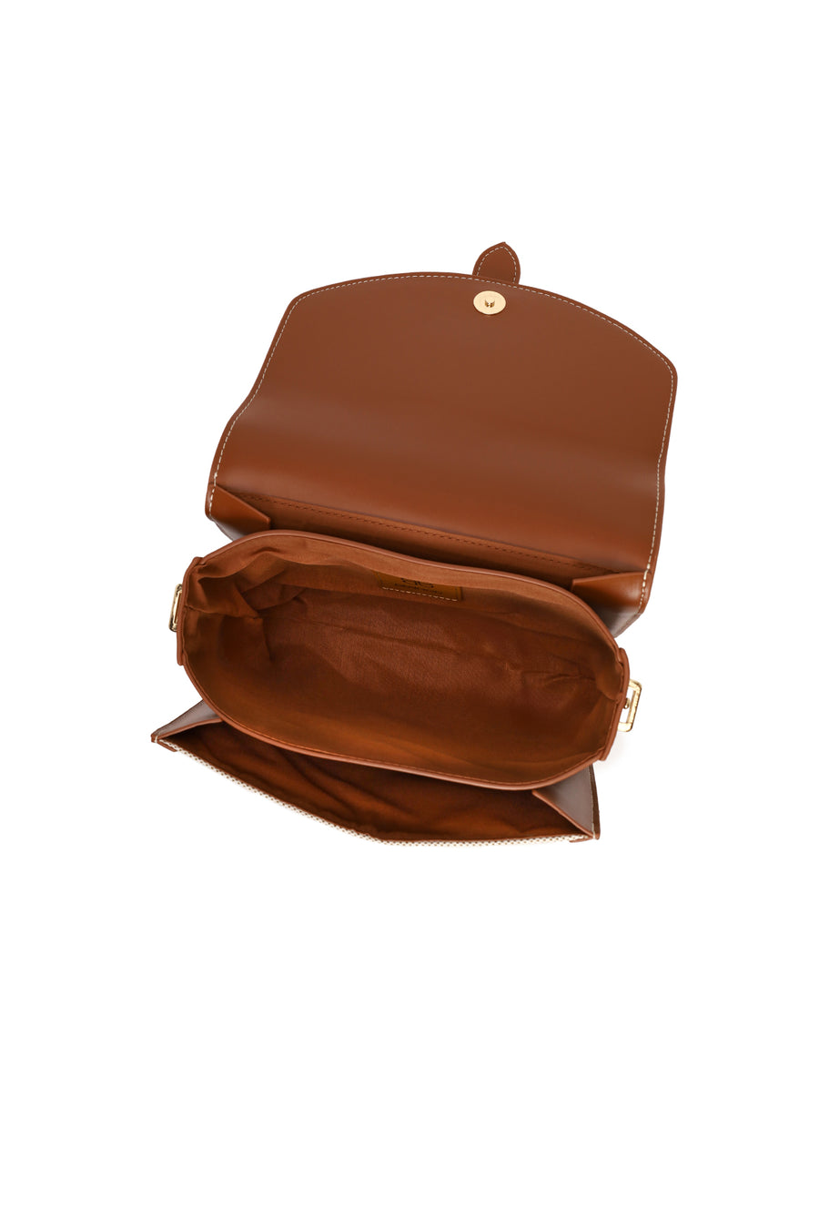 Woman Beige Long-Strap Crossbody Bag