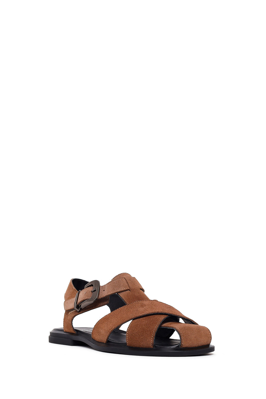 Woman Mink Ankle-Strap Buckled Suede Leather Sandals