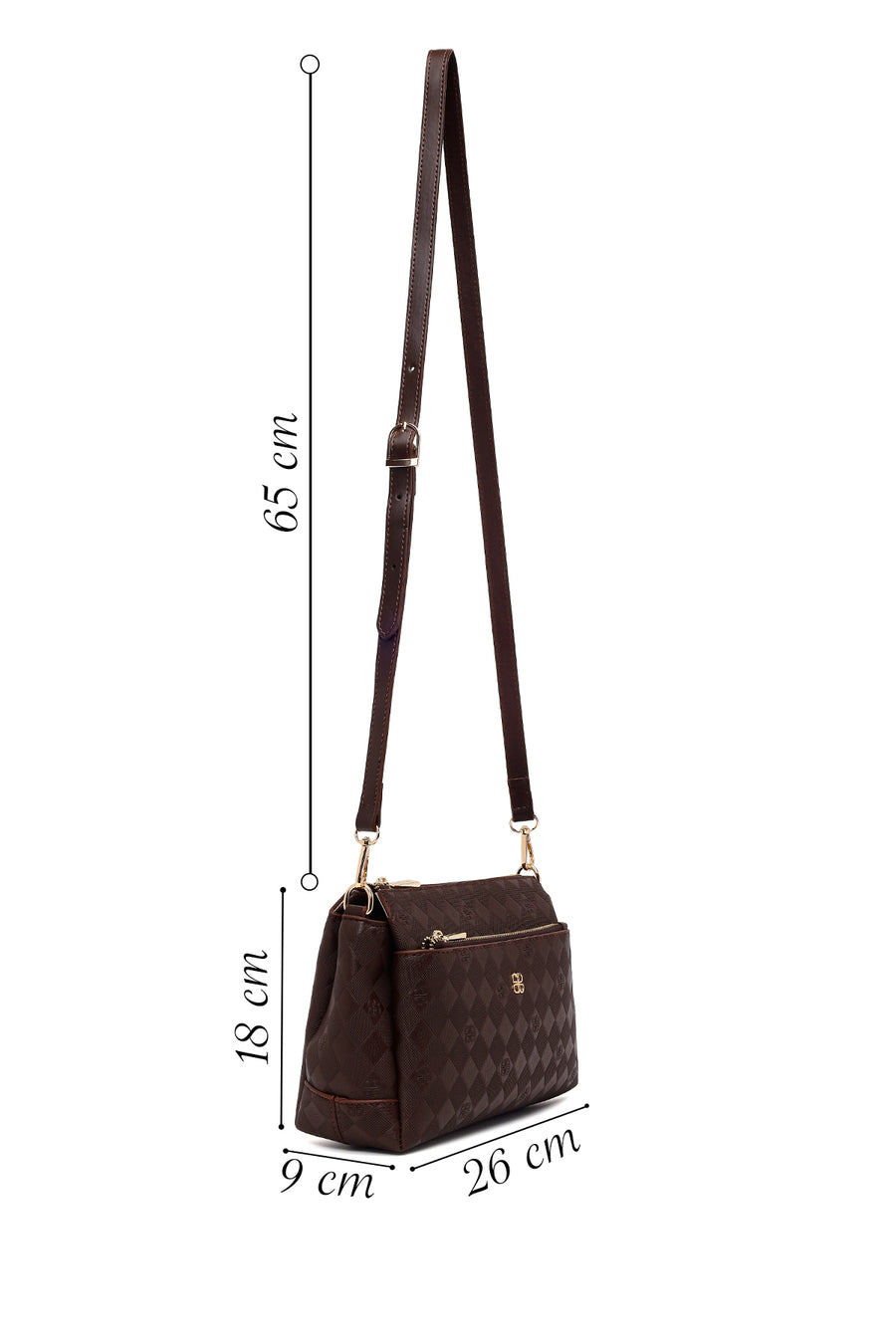 Woman Brown Printed Long-Strap Crossbody Bag