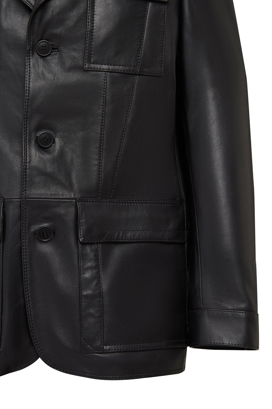 Kane Men's Black Buttoned Blazer Leather Jacket