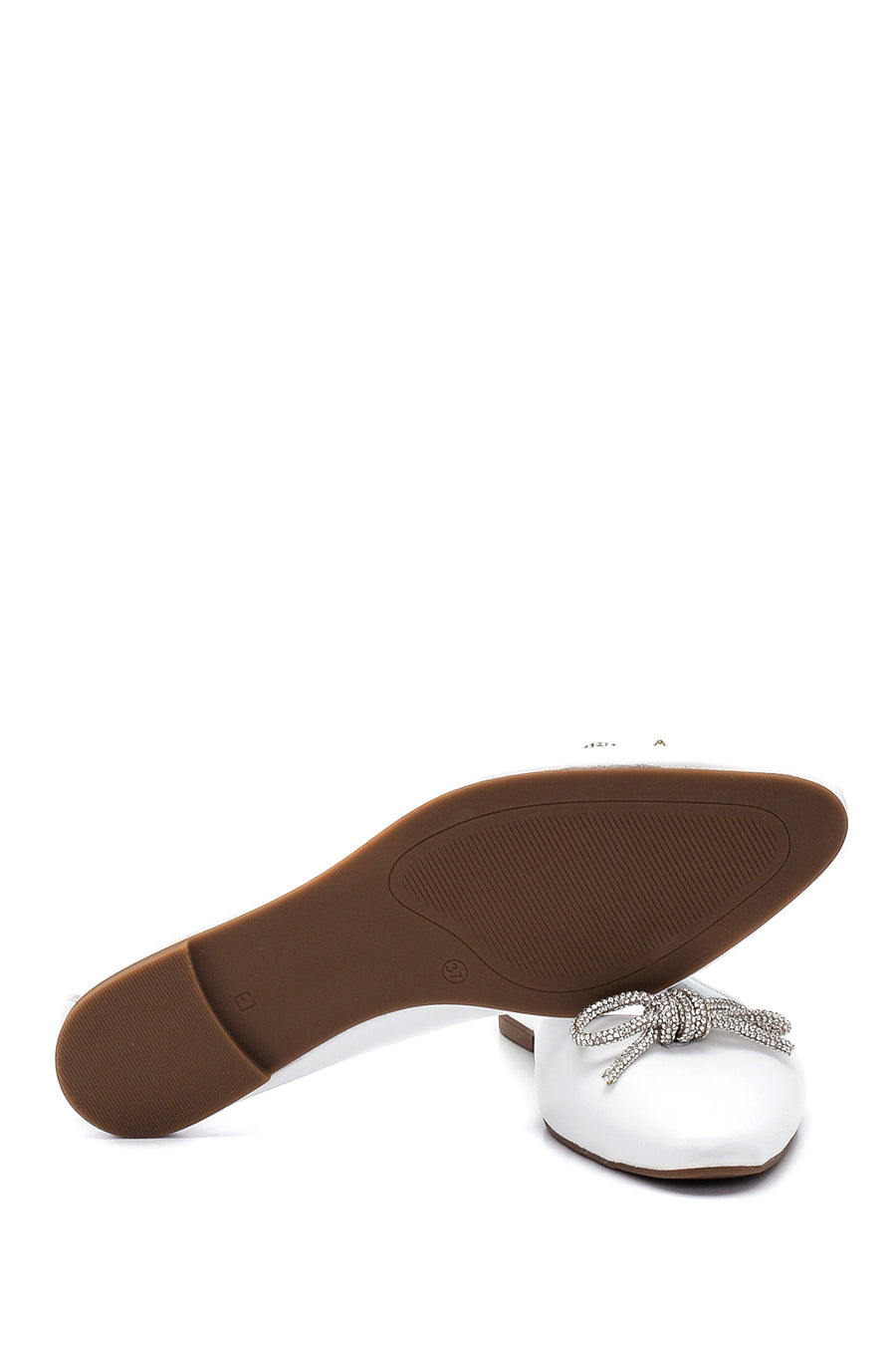 Women's White Leather Bow Ballerina Ballet