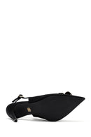 Women's Black Accessory Detailed Open Back Thin Heeled Shoes | Derimod