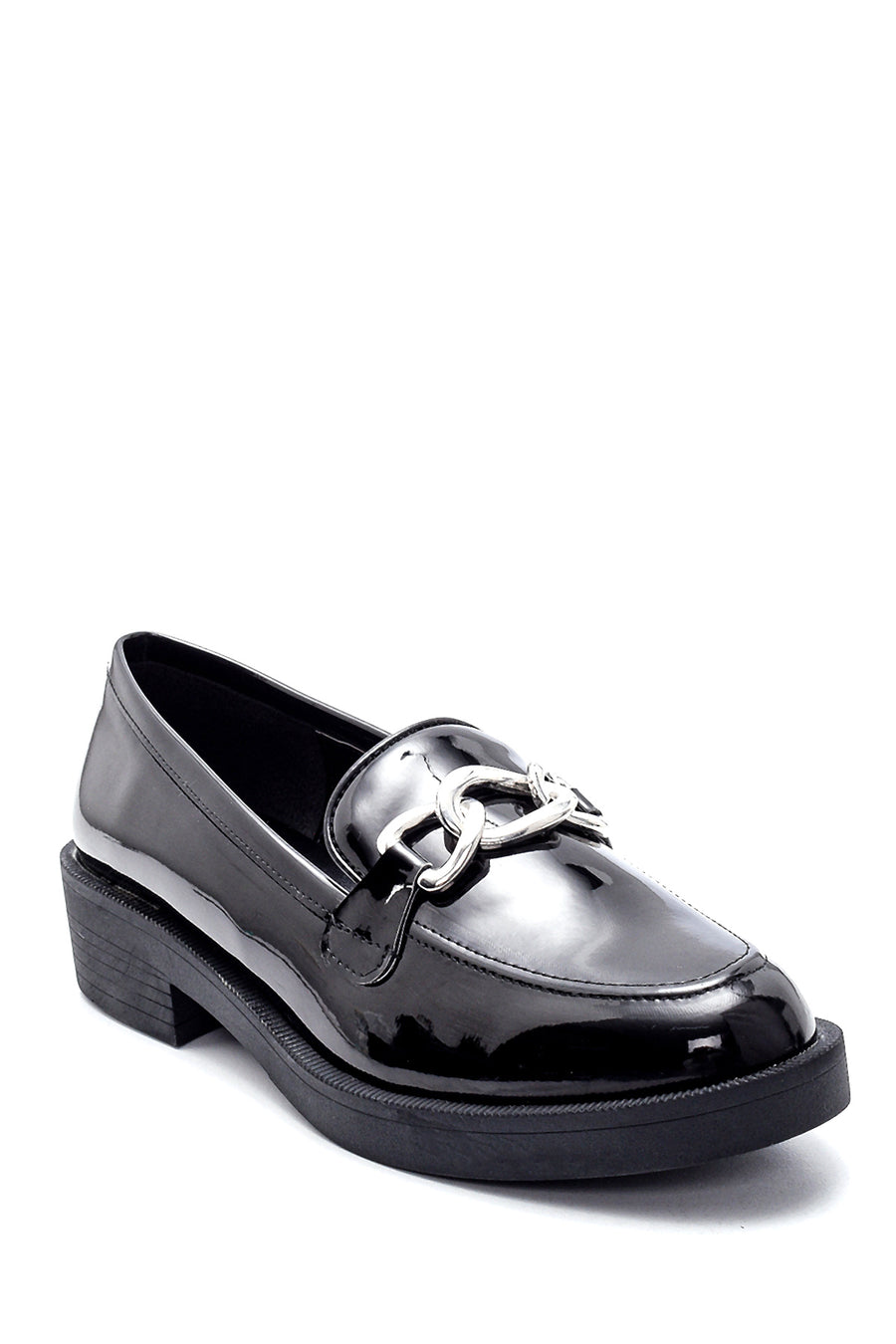 Kadın Rugan Zincir Detaylı Loafer