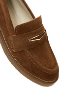 Women's Tan Suede Leather Loafer | Derimod