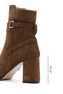 Women's Tan Suede Leather Heeled Boots | Derimod