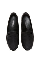 Women's Black Leather Comfort Loafer | Derimod