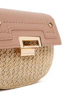 Women's Pink Long Chain Strap Straw Crossbody Bag | Derimod