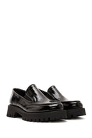 Women's Black Patent Leather Masculine Loafer | Derimod