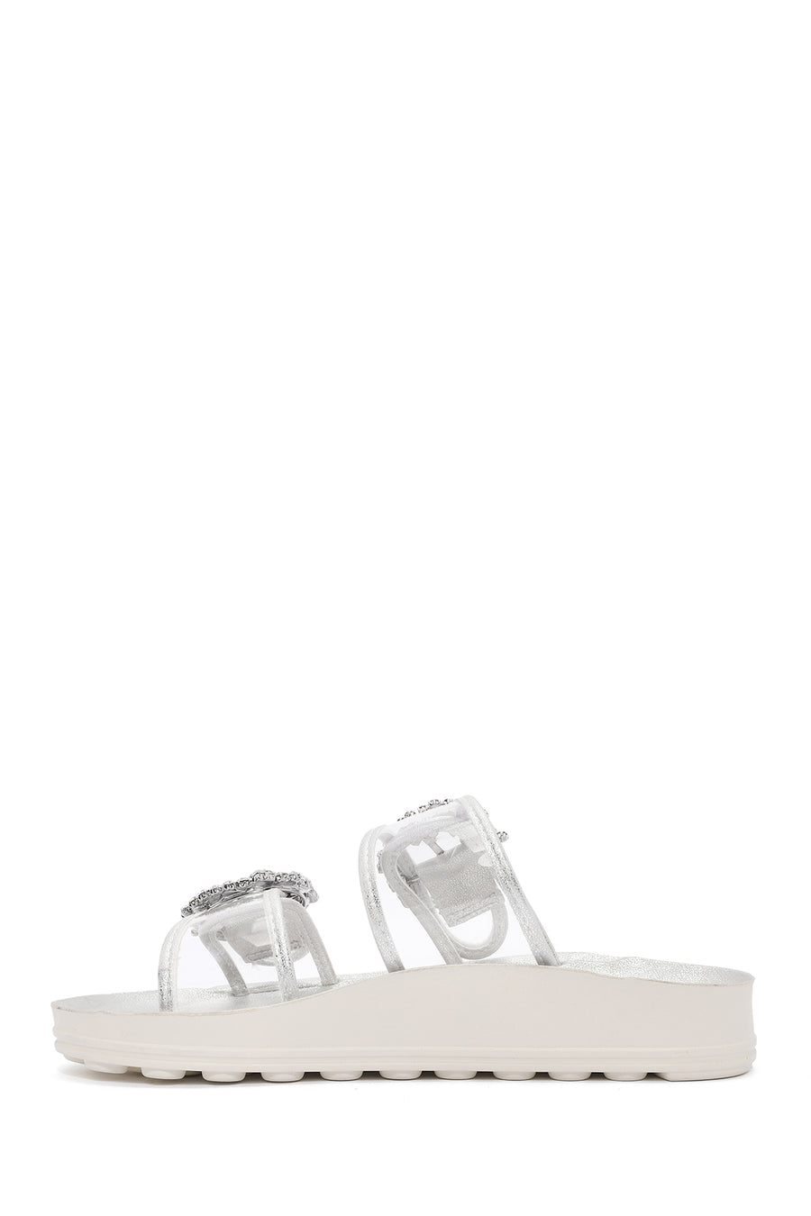 Women's Transparent Double Buckle Stone-Embellished Slippers