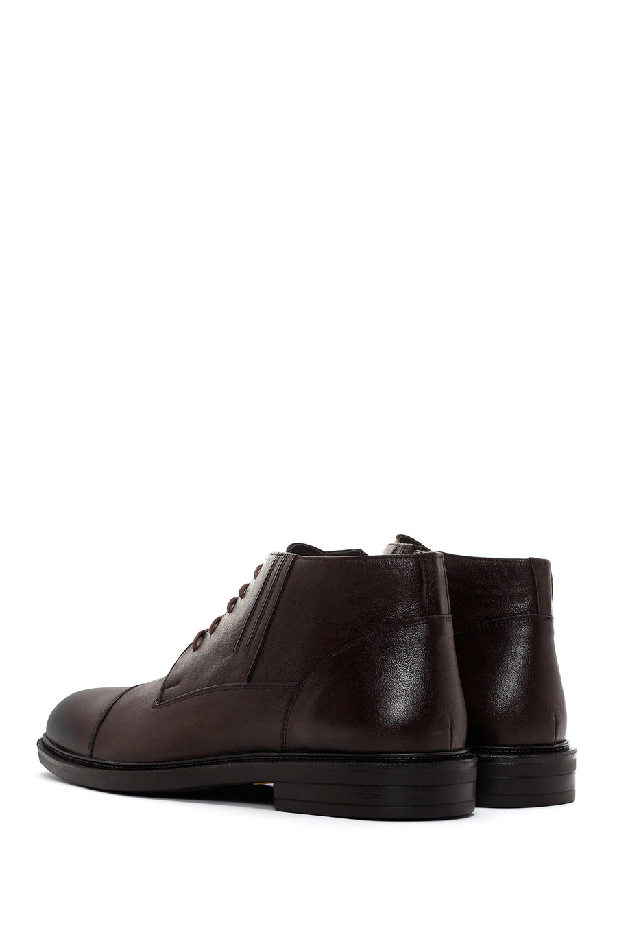 Men's Brown Leather Zippered Casual Boots