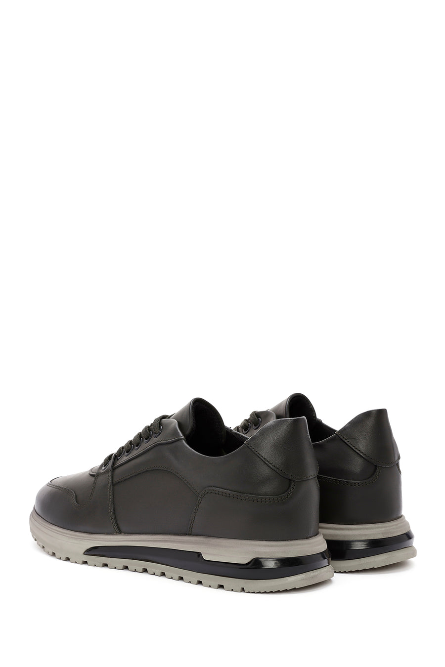 Erkek Yeşil Bağcıklı Deri Casual Sneaker