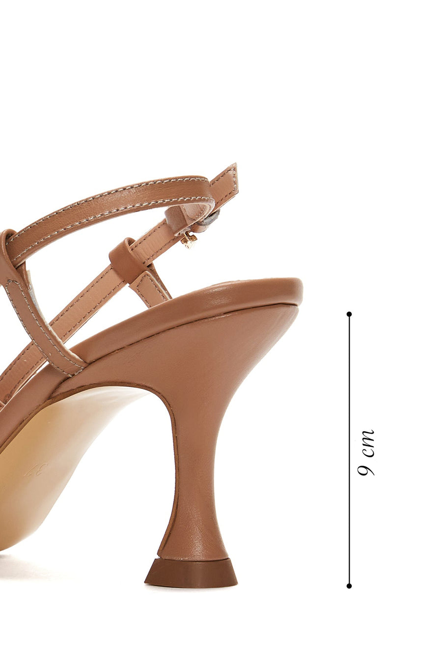 Women's Beige Leather Heeled Slingback Shoes