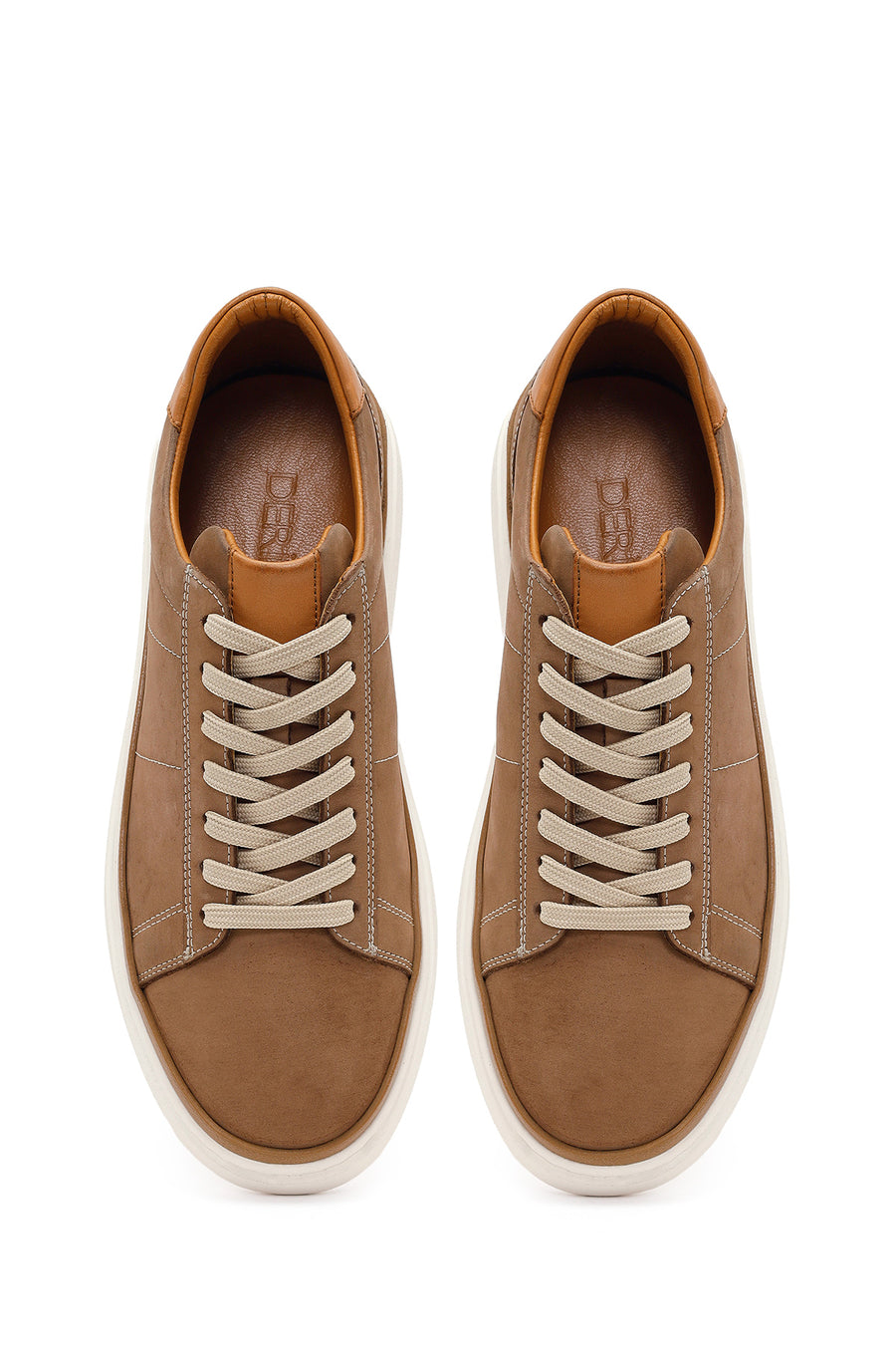 Male Beige Lace-up Nubuck Leather Sneaker