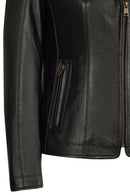 Martha Woman Black Short Leather Jacket | Derimod