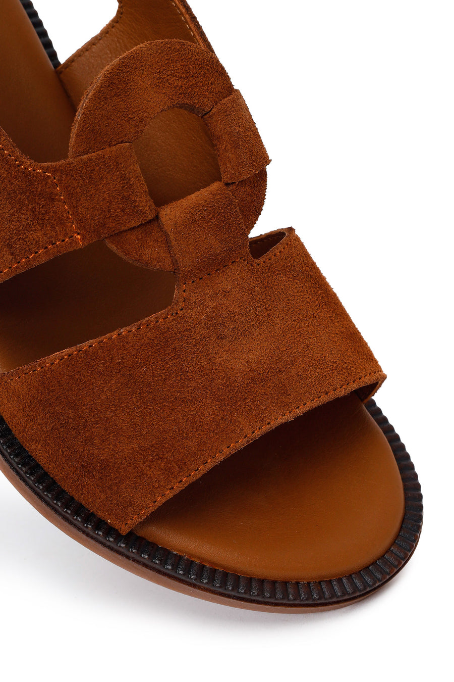 Women's Tan Suede Leather Sandals with Buckle