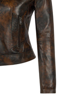 Kylie Woman Bronze Short Leather Jacket | Derimod