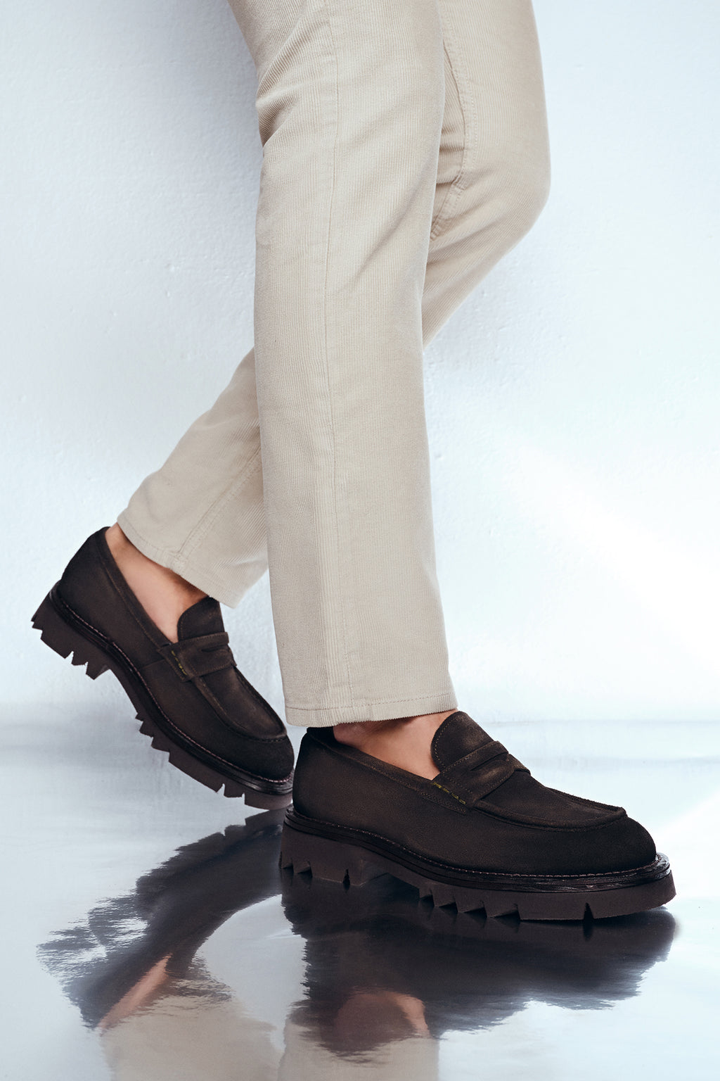 Erkek Haki Süet Deri Casual Loafer