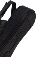 Woman Black Strappy Thick-Soled Leather Comfort Sandal | Derimod