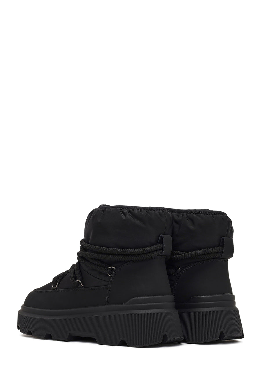 Woman Black Lace-Up Thick-Soled Boots