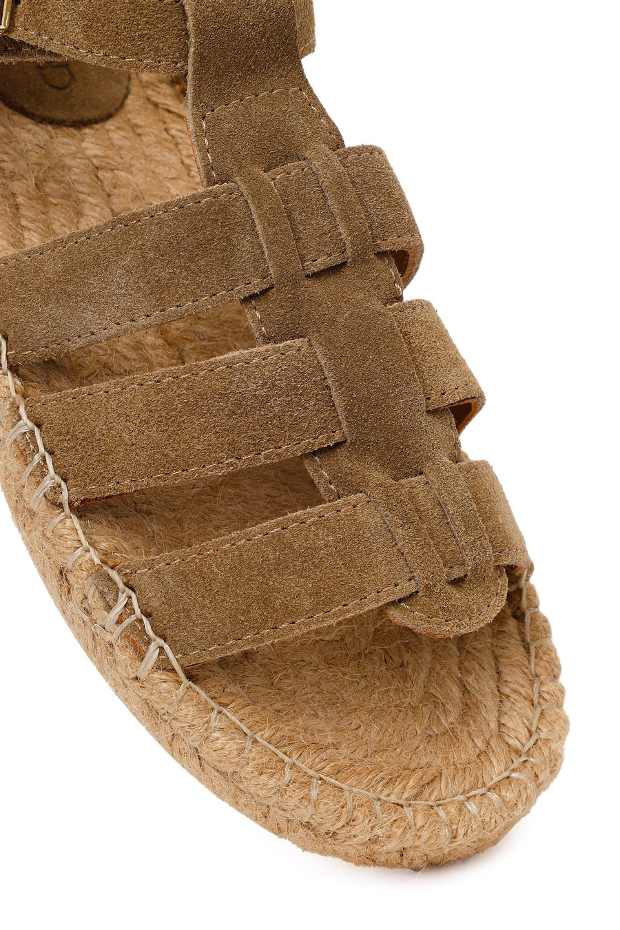 Woman Tan Ankle-Buckle Suede Espadrilles Sandal