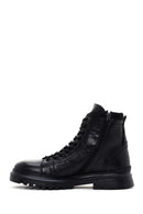 Men's Black Leather Zippered Casual Boots | Derimod