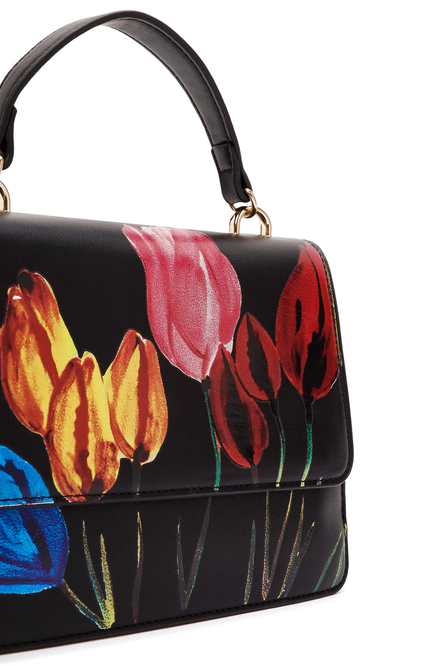 Women's Black Long Strap Printed Shoulder Bag
